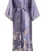 Vêtements de nuit en Satin pour femmes, Robe de mariée en soie, chemise de nuit décontractée, longue, en rayonne, Animal, Kimono