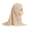 h043 belle petite fille, hijab amira avec filet à fleurs pour enfants de 2 à 7 ans, écharpe islamique, turban