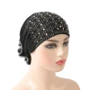 turban à strass pour femmes musulmanes, sous foulard, turban, tube, fleur, perte de cheveux, bonnet chimio, islam, arabe, os, sous foulard