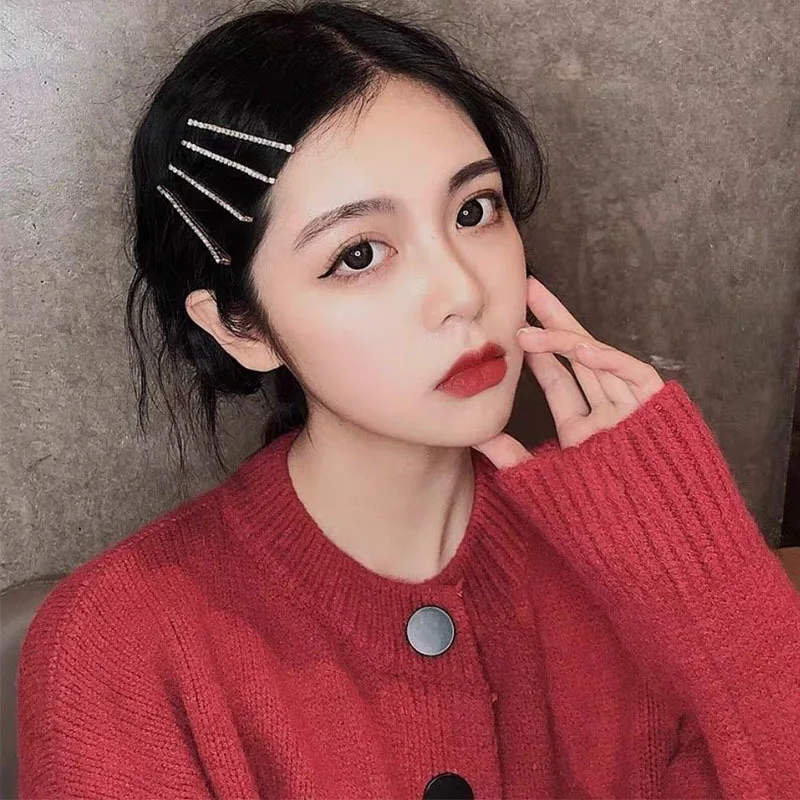 Épingles à cheveux en strass brillant pour femmes, pince à cheveux simple couleur or argent, accessoires pour cheveux de fille, bijoux, vente en gros