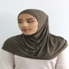 H037 jersey de coton de haute qualité plaine deux pièces tirer sur hijab écharpe islamique foulard prier foulards