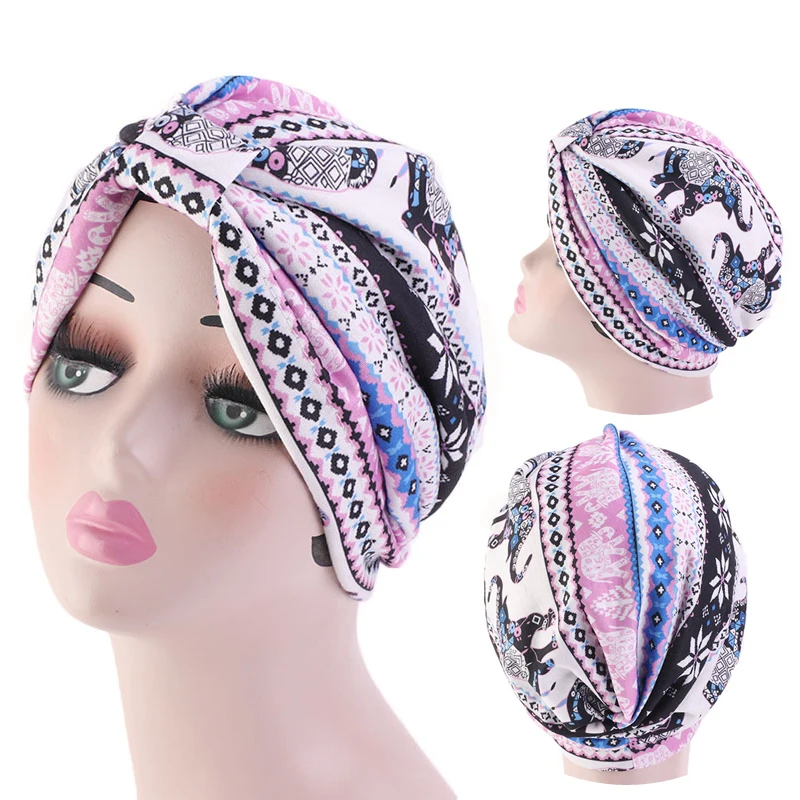 mode impression dames turban bonnet coton doux arabe enveloppes haut noeud hijab casquettes femmes foulard prêt à porter dames turbante