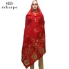 Écharpe hijab pour femmes africaines, écharpe brodée en coton creux, châle confortable et doux, 210x110 cm ec188