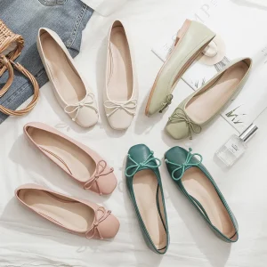 Ballerines roses à tête carrée pour femmes, petites tailles 31 32 33 34 grande taille 44 45 46