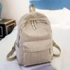 sac à dos d'École beige pour adolescentes, en tissu doux, rose, à rayures, pour femme