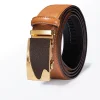 Ceinture en cuir véritable pour hommes, boucle automatique, marque de luxe, cuir de vache noir, idéal pour le Golf, cadeau idéal