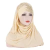 foulard en coton musulman pour femme, hijab uni avec châles et enveloppes de perles, turban prêt à porter, 2024