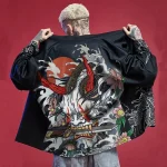 Kimono homme vêtements japonais Yukata homme samouraï Costume Haori Obi plage hommes Kimono Cardigan japonais Streetwear veste 1001