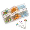 aiguilles à tête de perle rondes colorées de 38cm, 100 pièces/boîte, épingles à coudre droites pour la couture, bricolage, outils de couture, positionnement