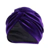 bonnet turban en velours doublé de satin pour femme, enveloppement de sauna doux, chapeau musulman sous hijab, bonnet élastique, turbans torsadés, hiver 2022
