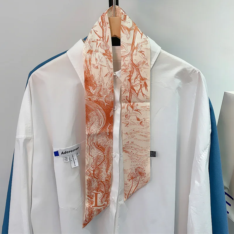 foulard de luxe avec 26 lettres anglaises pour femmes, foulard en soie sergé, décoration pour sac à main, hijab, bandeau pour cheveux