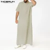 incerun hommes musulman kaftan À manches courtes solide o cou jubba thobe abaya moyen orient dubaï arabie saoudite islamique hommes robes s 5xl