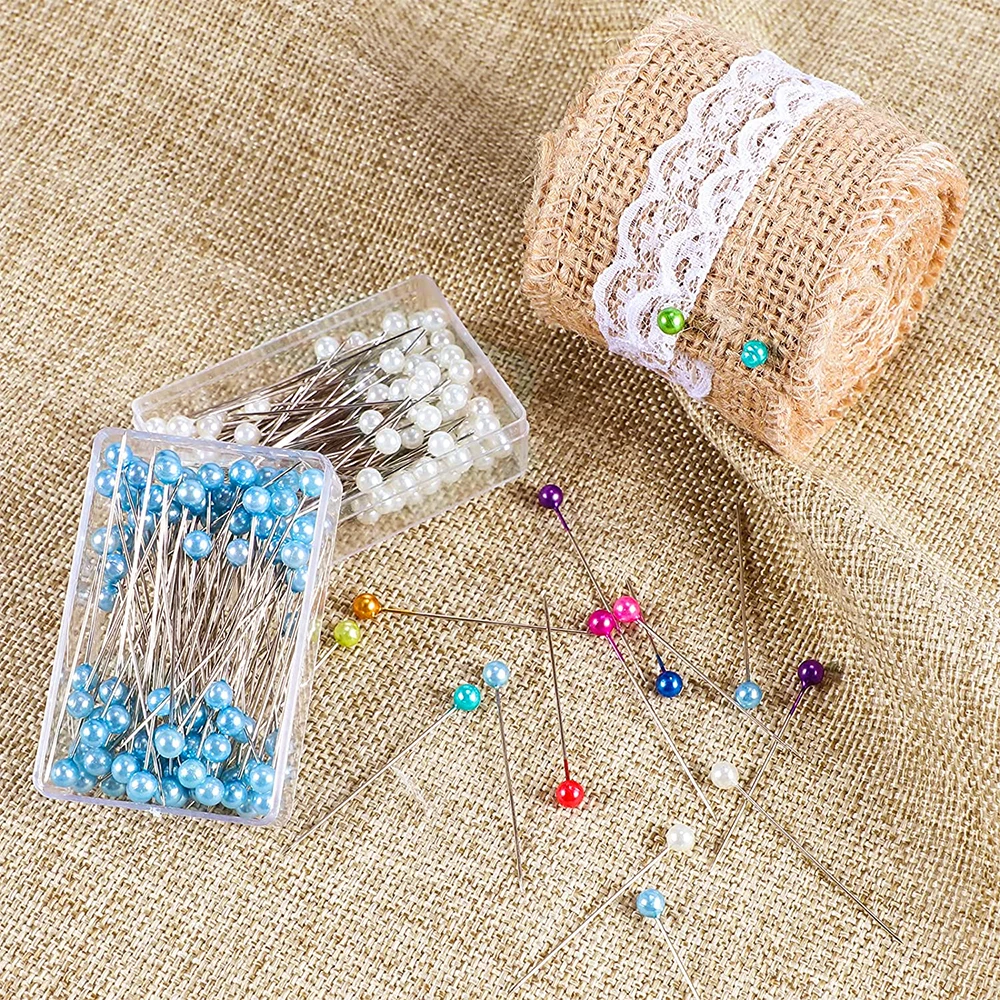 Épingles à coudre à tête ronde colorée, 100 pièces/boîte, 38cm, points grossiers, poussée droite, positionnement, pour robe, bricolage, outils de couture