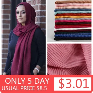 Foulard en coton uni pour femmes, Hijab, solide, couverture complète, châles, bandeau froissé, musulman, magasin, 2022