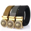 hommes ceinture en nylon de luxe or lions métal boucle automatique ceintures en toile pour hommes mode jean ceinture noir mâle sangle