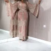 robe musulmane de luxe avec broderie en dentelle et paillettes, abaya, dubaï, ramadan, caftan, isla, vêtements africains, ensemble de 2 pièces, 2025