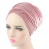 casquettes turban hijab en velours de couleur unie pour femmes musulmanes, écharpe de tête, chapeau à longue queue, enveloppe africaine, bonnet islamique sous écharpe