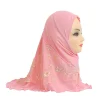 h043 belle petite fille hijab avec filet de fleurs mignon hijab chapeaux casquettes pour femmes peuvent s'adapter aux filles de 2 à 6 ans foulard de bébé musulman