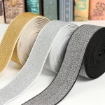 InjElastic Band Polyester Rubber Webbing, DIY Waistband, Skirt Belt, SeOOAccessrespiration, Or, Argent, 25-50mm, 5 m, 10m
