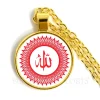 collier musulman en verre de couleur or, bijou religieux, cadeau du ramadan pour amis, 25mm