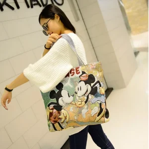 Disney Mickey Mouse sac à main épaule dessin animé grande capacité Shopper point toile dame mignon femmes sac sacs à bandoulière pour les femmes