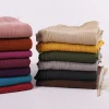 foulard en lin et coton pour femmes, couleur unie, hijab musulman, châles unis, grand pashmina, enveloppant la tête, 2021