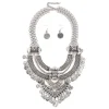 ensembles de bijoux de collier ras du cou pour femmes, collier de déclaration bohème gitane ethnique, gland de pièce de monnaie, boucles d'oreilles pendantes de la présidence, mode