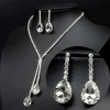 JOWater Dstress- Ensembles de bijoux de luxe simples pour patients de mariage, colliers de la présidence, boucles d&rsquo;oreilles PmotDangle, mode, cristal complet, 1 ensemble