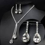 JOWater Dstress- Ensembles de bijoux de luxe simples pour patients de mariage, colliers de la présidence, boucles d&rsquo;oreilles PmotDangle, mode, cristal complet, 1 ensemble