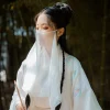 Hanfu – voile de couleur unie pour femme, couverture Antique, résistant au soleil, Semi-transparent, polyvalent, Protection contre la poussière, masque d&rsquo;opéra Cosplay