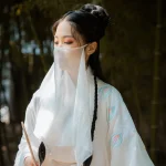 Hanfu – voile de couleur unie pour femme, couverture Antique, résistant au soleil, Semi-transparent, polyvalent, Protection contre la poussière, masque d&rsquo;opéra Cosplay