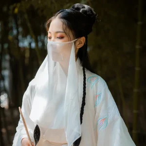 Hanfu – voile de couleur unie pour femme, couverture Antique, résistant au soleil, Semi-transparent, polyvalent, Protection contre la poussière, masque d&rsquo;opéra Cosplay
