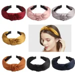 Été Satin bandeau femme noeud cheveux cerceau solide mode cheveux bandeaux tissu large pince à cheveux femme bureau cheveux accessoires