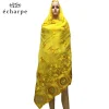 Écharpe hijab pour femmes africaines, écharpe brodée en coton creux, châle confortable et doux, 210x110 cm ec188