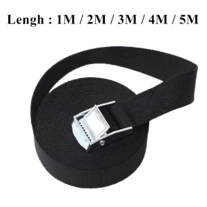 Nouveau 1M/2M/3M/4M/5M boucle noire ceinture d’arrimage sangles de chargement pour voiture moto vélo boucle en métal corde de remorquage ceinture à cliquet solide Nouveau 1M/2M/3M/4M/5M boucle noire ceinture d’arrimage sangles de chargement pour voiture moto vélo boucle en métal corde de remorquage ceinture à cliquet solide