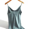 débardeur en satin de soie pour femme, haut d'été sexy à bretelles spaghetti, sans manches, camisole, gilet, noir et blanc, 2025