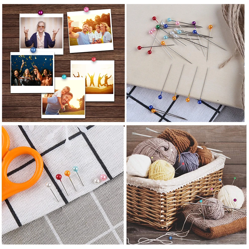 Épingles à coudre à tête ronde colorée, 100 pièces/boîte, 38cm, points grossiers, poussée droite, positionnement, pour robe, bricolage, outils de couture