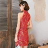 robe chinoise en satin pour femmes, surdimensionnée 3xl, rouge, traditionnelle, sans manches, sexy, chwongsam, mini qipao élégant, nouvelle collection été