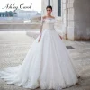 Ashley Carol robe De bal robe De mariée avec veste semi-transparente col bateau Appliques ceinture robe De mariée robes De Novia