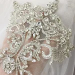 Appliques en cristal strass, col en dentelle de perles de cristaux de Tulle avec support en dentelle, ceinture de robe de mariée, couverture de mariée 15×20