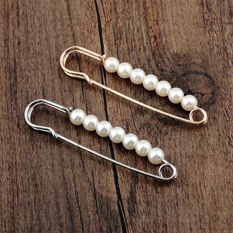 Broche de perles d'imitation vintage, épingles de sûreté, ornements de bijoux pour écharpe, manteau, sac, accessoires de décoration de vêtement, mode