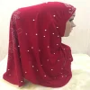 h016 beau hijab musulman adulte avec des perles faites à la main écharpe islamique châle foulard chapeau armia tirer sur enveloppe