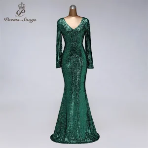 Robe de Soirée à Manches sulfet Paillettes Sculptées, Tenue de Bal Éducative, Nouvelle Collection, 123