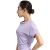 chemisier de sport en nylon pour femmes, haut court décontracté, pour fitness, dos nu, respirant, gym, jogging, entraînement, chemises à manches courtes