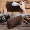 pochette de luxe en cuir de vache pour hommes, pochette pour ipad mini 4 5 6, iphone, portefeuille à la mode, grande capacité, cadeau