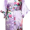satin soie femmes mariage robe de demoiselle d'honneur sexy grue imprimer peignoir court long kimono robe de nuit robe mode robe de chambre femme