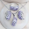 ensemble de bijoux de mariée en argent 925, zircon violet, bijoux fins de costume, bijoux de mariage, boucles d'oreilles, bagues, pendentif, bracelets, collier