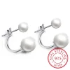 Boucles d&rsquo;oreilles élégantes en perles de coquillage pour femmes, bijoux en argent 925, clous d&rsquo;oreilles à la mode de Style coréen, cadeau de rencontre pour fille douce