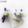 balance cho bracelet boutonnière de mariage pour homme, fournitures de demoiselle d'honneur, corsage violet, orchidée injtrash, bal de mariage