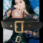 Ceinture large en cuir avec anneau en D pour femme, ceinture élégante, jupes gothiques, accessoires de luxe, mode, environnement